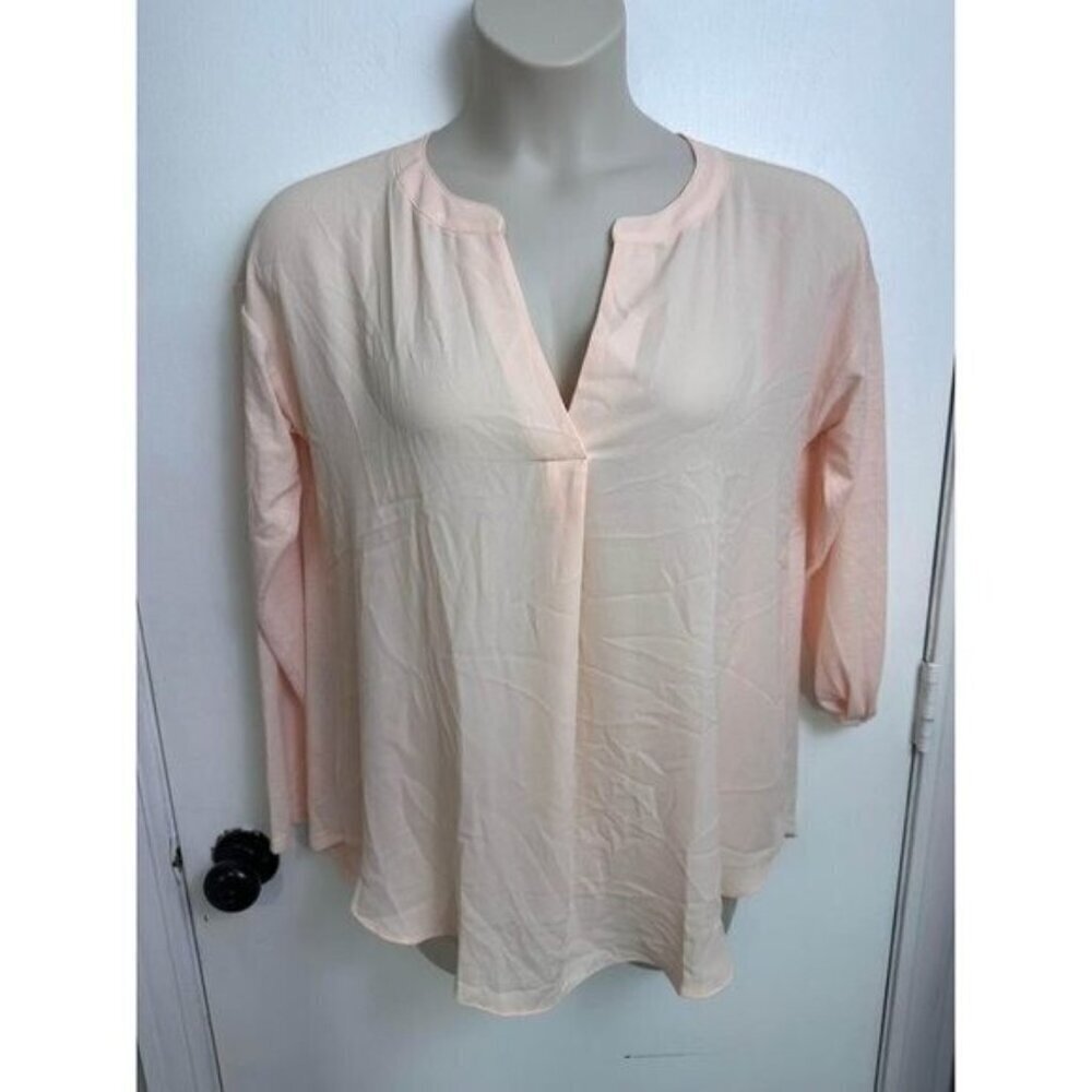 New Loft pink V neck women's lightweight blouse size medium #0886